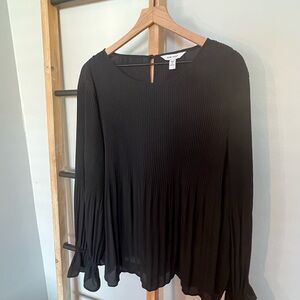 Nine West Black Pleated Chiffon Blouse